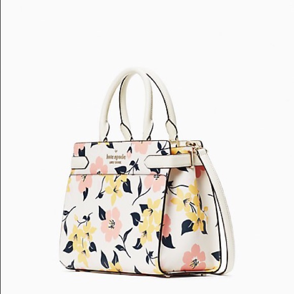 ♠️💐 kate spade Lily Blooms Printed Staci Floral Medium Satchel Bag, Cream - Picture 3 of 12